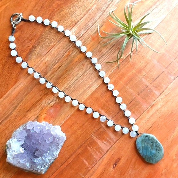 Labradorite Necklace, Quartz Necklace by Rust Belt Raised - Picture 2 of 16